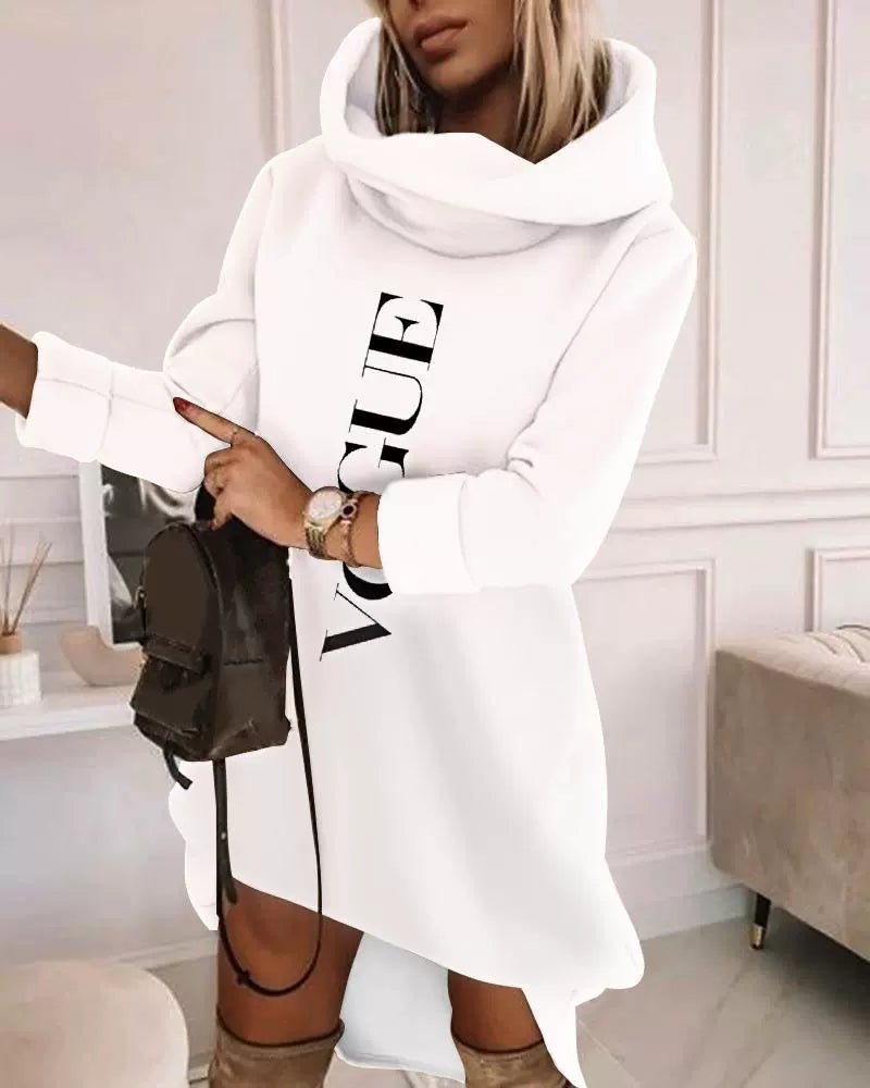 Street-Wave Cozy Knit Hooded Sweatshirt For Women Soft Relaxed Fit Mid Length