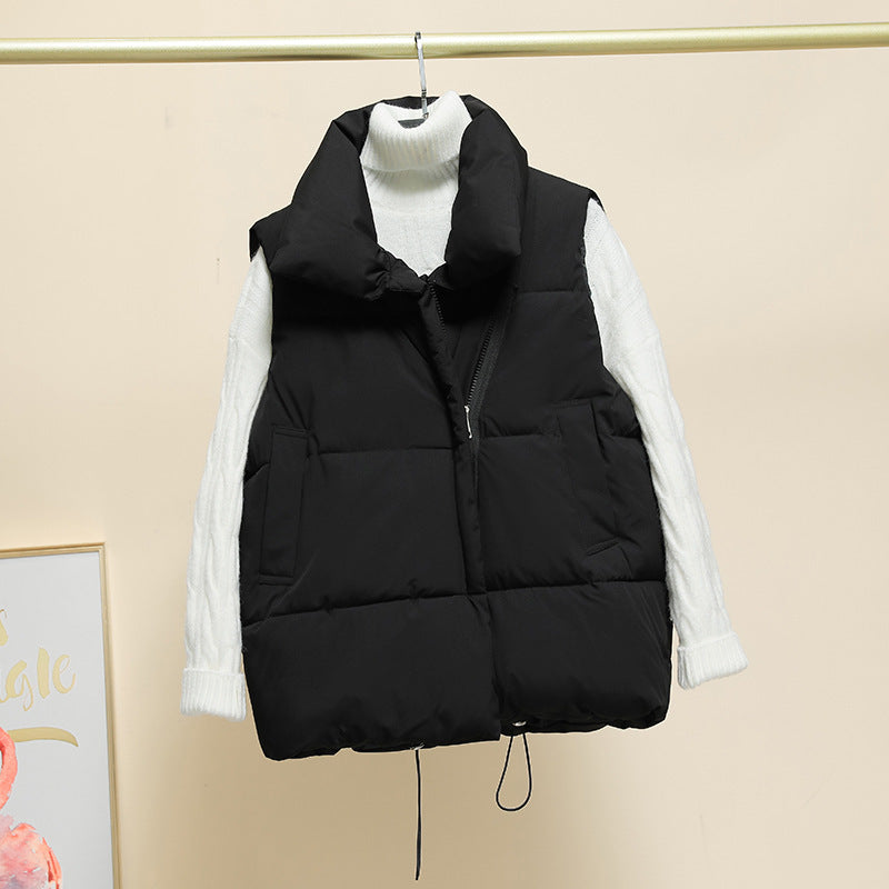 Street Wave Women Puffer Vest With High Collar Insulated Quilted Outerwear For Fall And Winter