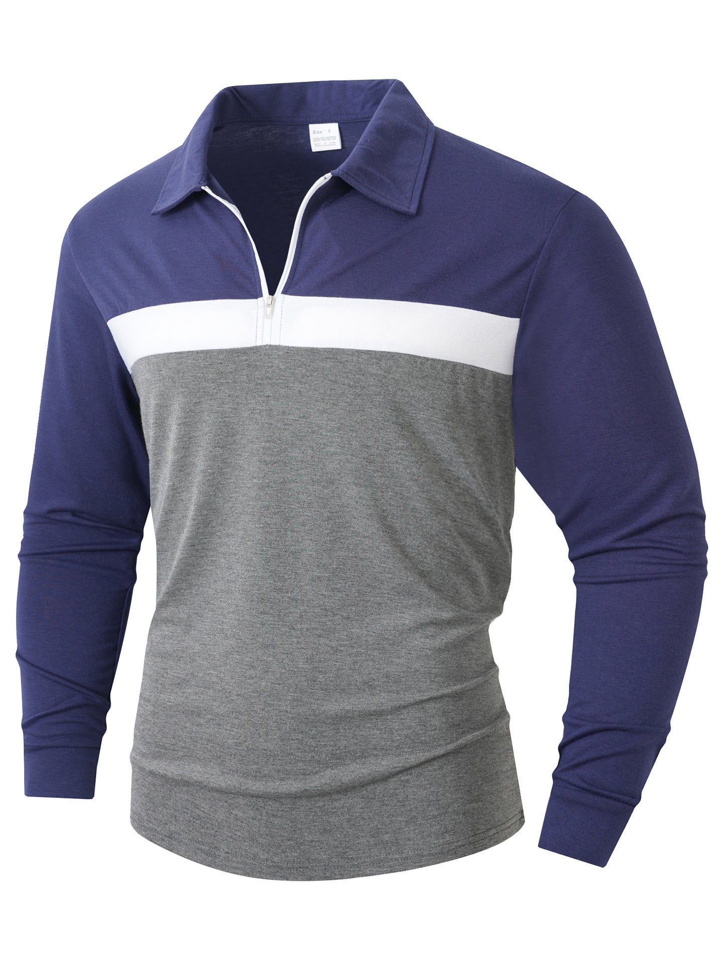 Mens Sporty Zip Long Sleeve Shirt Street-wave Breathable Moisture-Wicking Athletic Top for Active Men