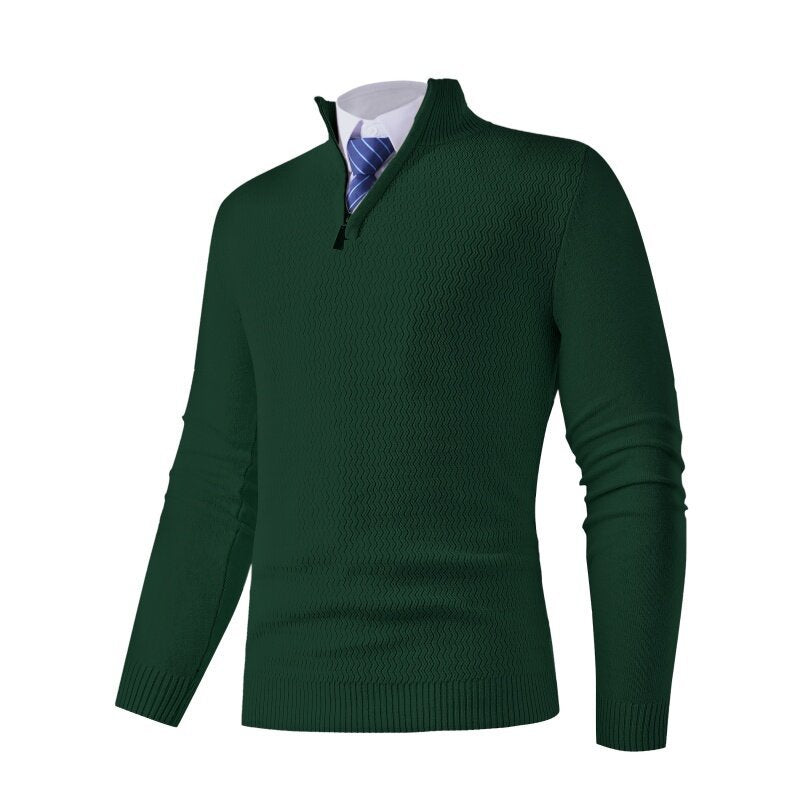 Street-wave Men's Knit Pullover With Stand Collar Textured Design Soft Comfort All Season