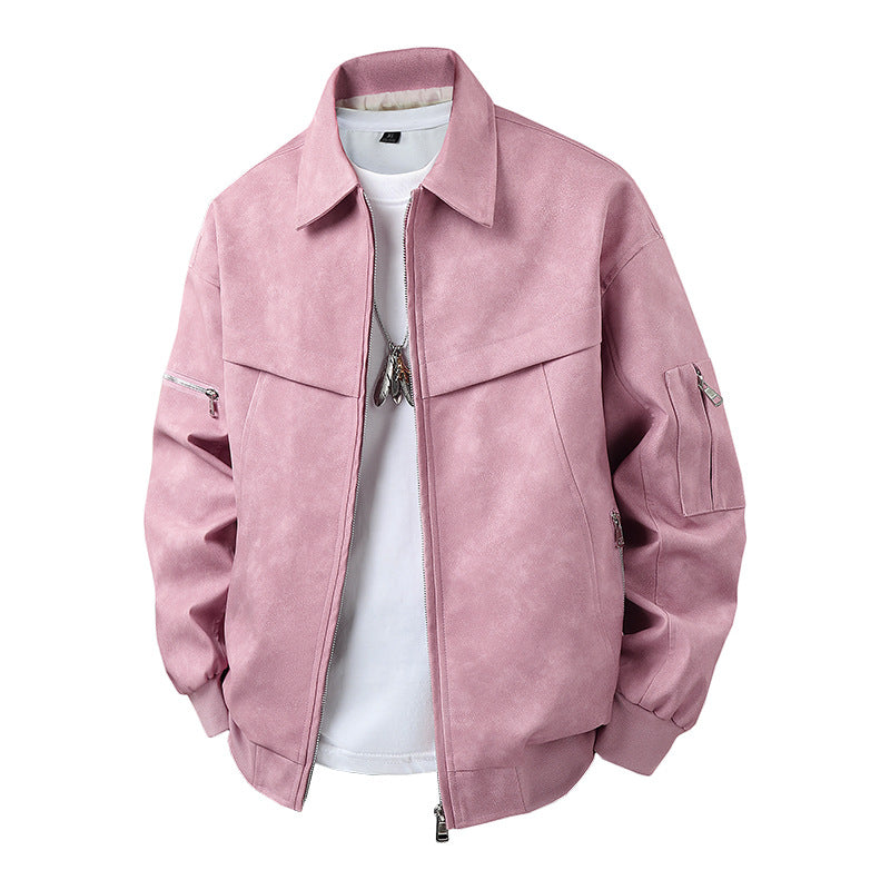 Street Wave Men Faux Leather Biker Jacket With Practical Pockets For Everyday Wear