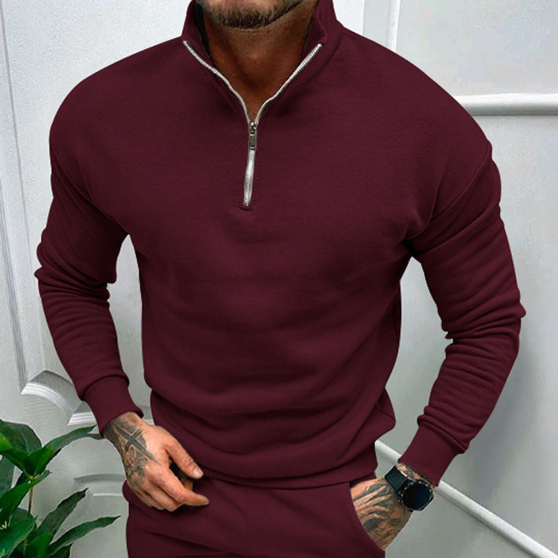 Mens Zip Neck Sweatshirt Street Wave Soft Breathable Comfort Stand Collar For Men