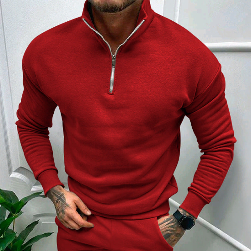 Mens Zip Neck Sweatshirt Street Wave Soft Breathable Comfort Stand Collar For Men