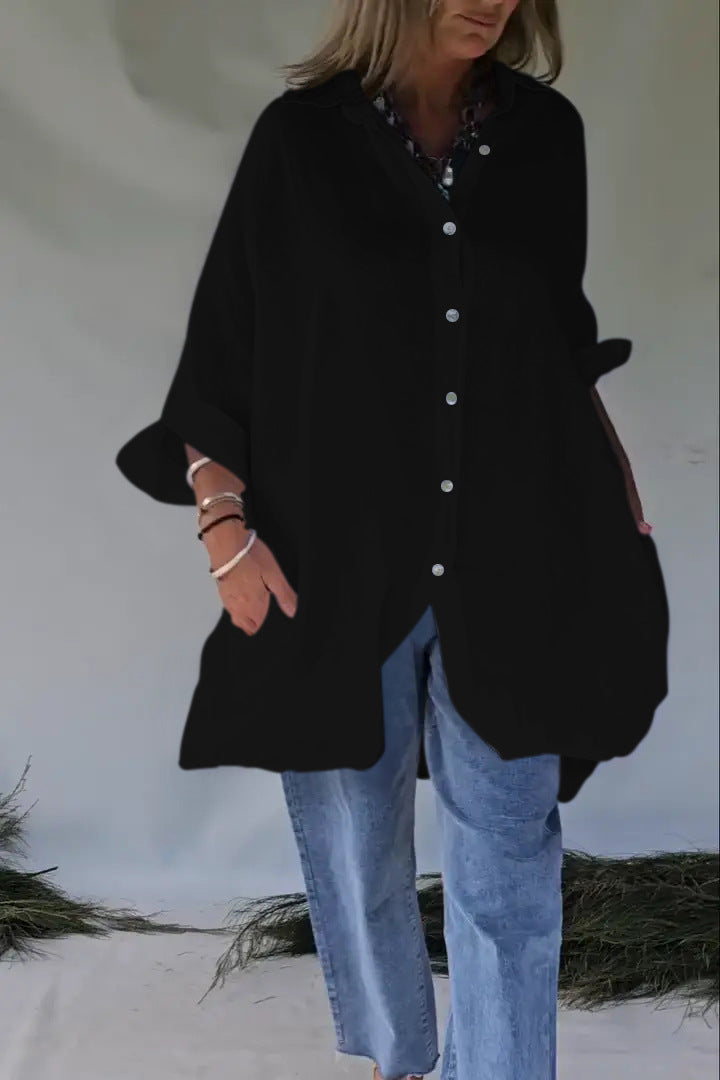 Plus Size Loose Fit Blouse Streetwave With Button Front For Curvy Women Comfort Everyday Wear
