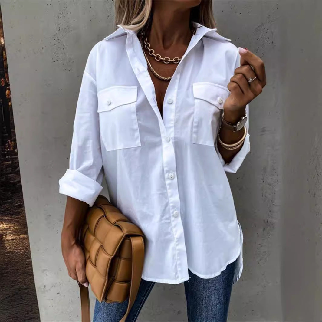 Streetwave Womens Button Down Shirt With Chest Pockets And Relaxed Fit For Versatile Everyday Styling