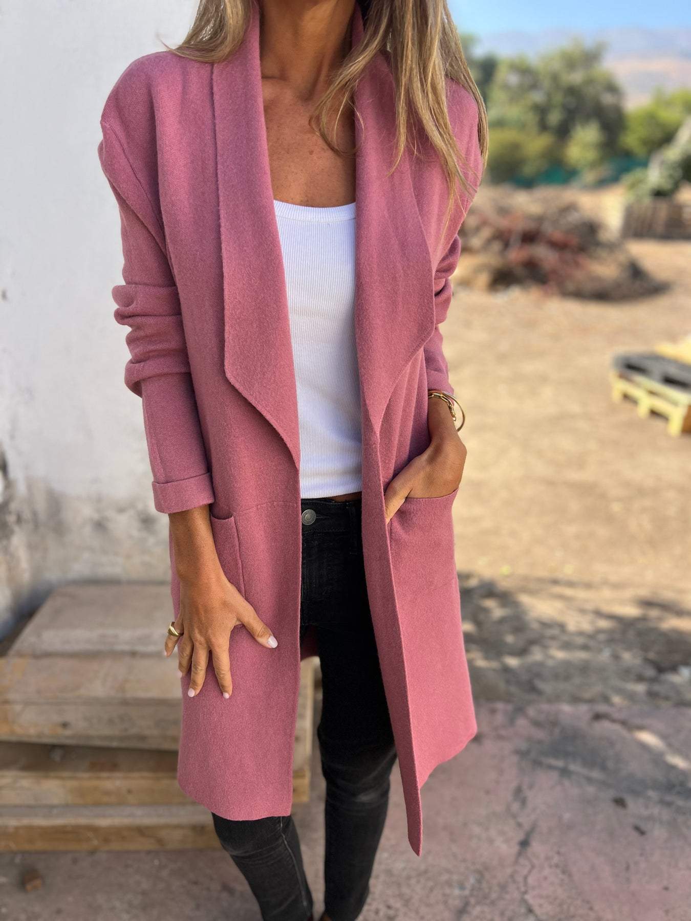 Street Wave Wool Longline Cardigan With Pockets For Women Soft Knit Cozy Yet Sophisticated