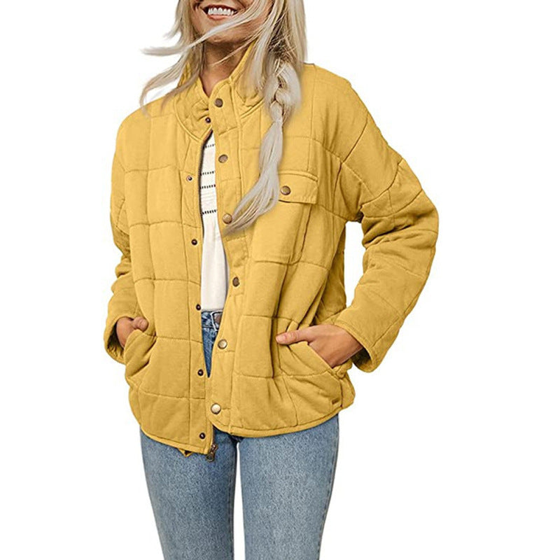 Womens Quilted Jacket Streetwave With Decorative Button Warm Cozy Outerwear For Everyday Comfort