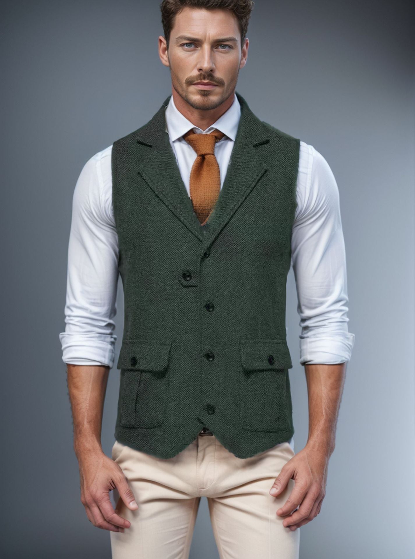Street Wave Mens Herringbone Vest For Formal Occasions Elegant Comfortable Fit Premium Tailored