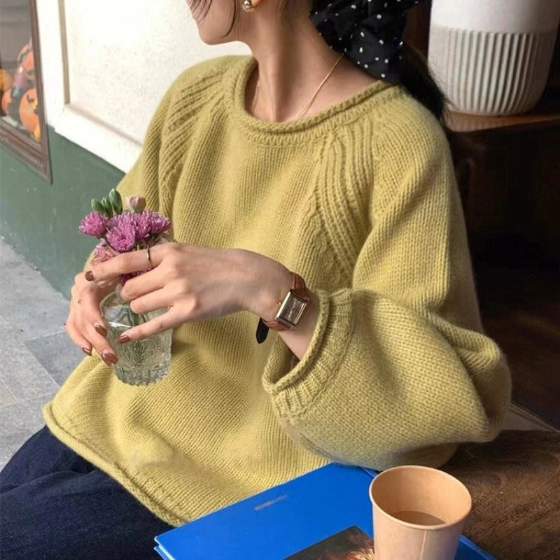 Street-Wave Cozy Knit Sweater For Women With Relaxed Fit And Airy Sleeves, Everyday Essential