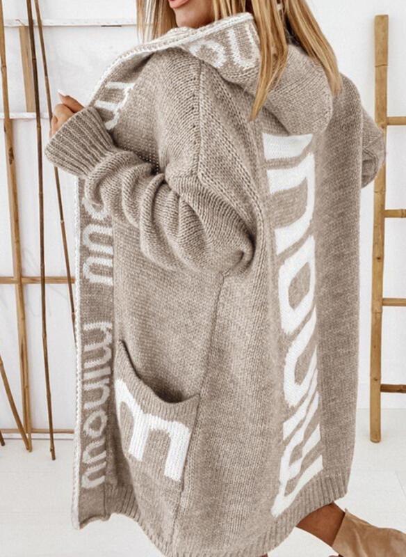 Street-Wave Women's Oversized Knit Coat With Practical Pocket Design For Cozy Weather