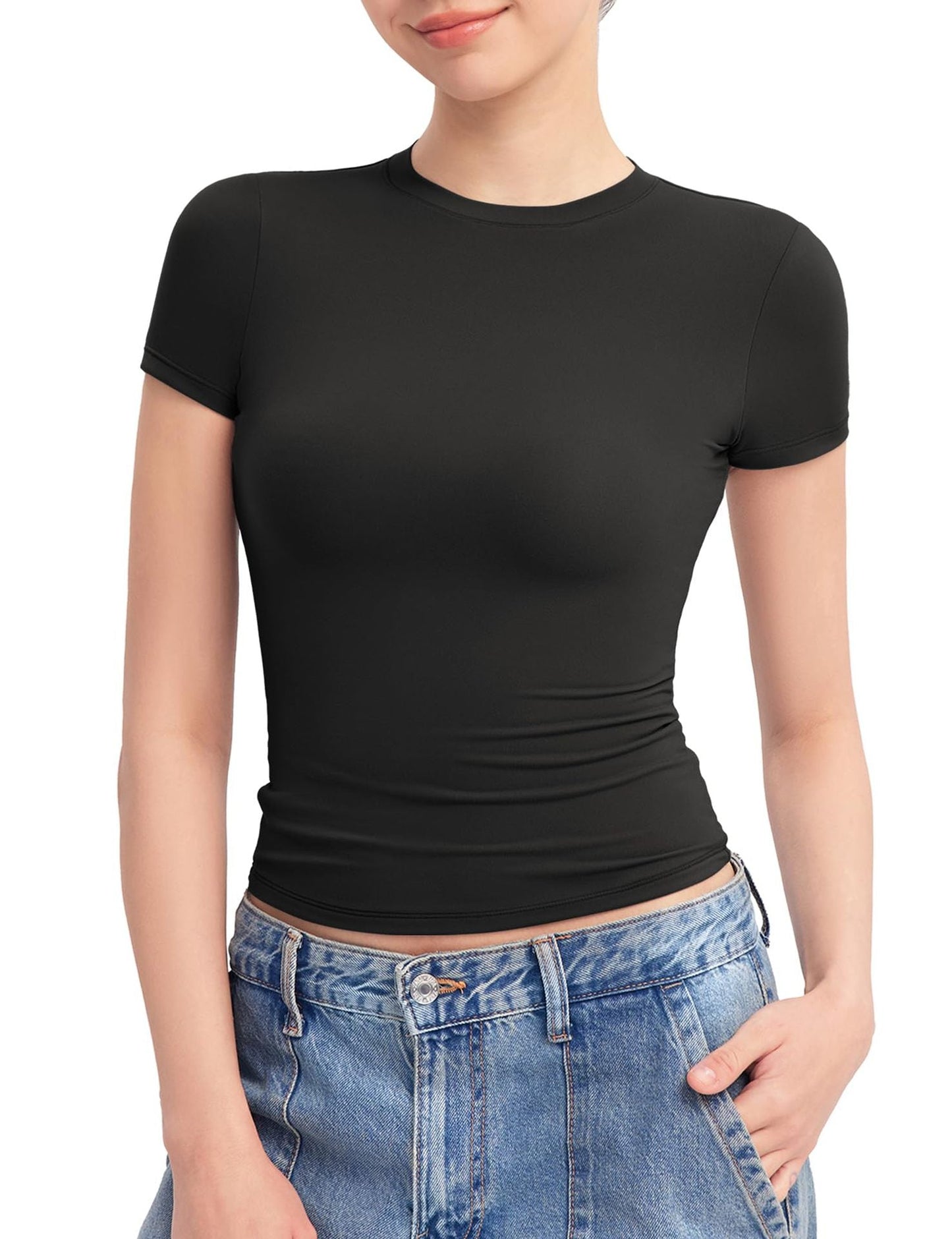 Street-wave Women's Figure Hugging T Shirt With Elastic Stretch Flattering Fit For Everyday Wear