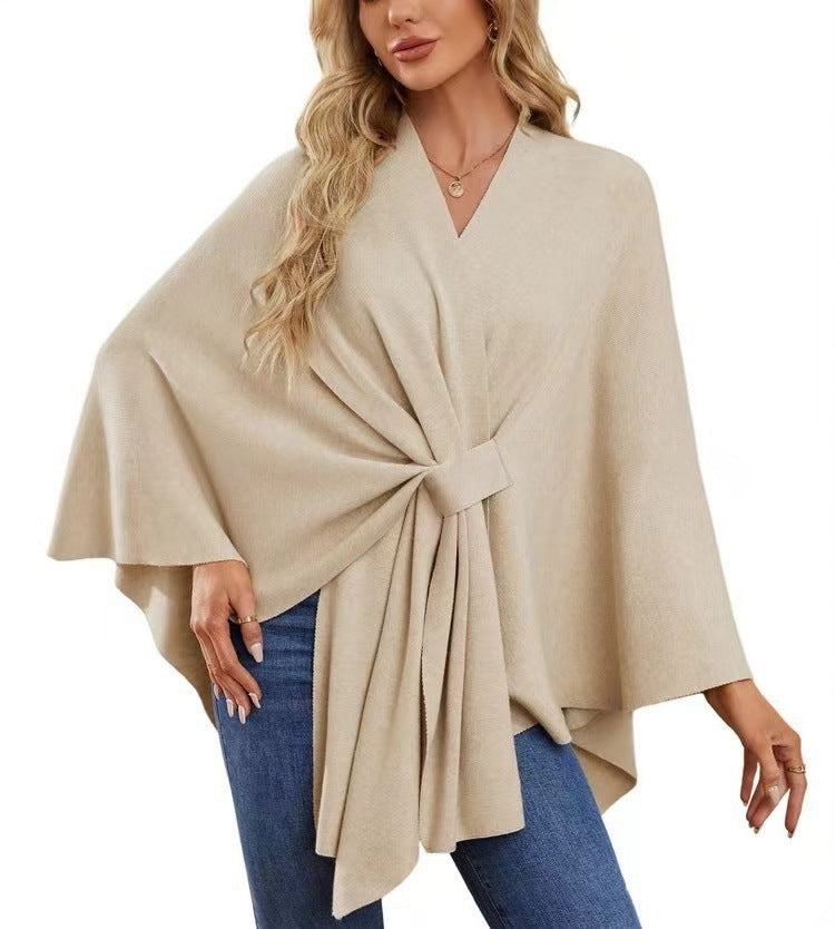 Street Wave Womens Elegant Wrap Sweater with Asymmetric Knot Tie Front For Everyday And Special Occasions