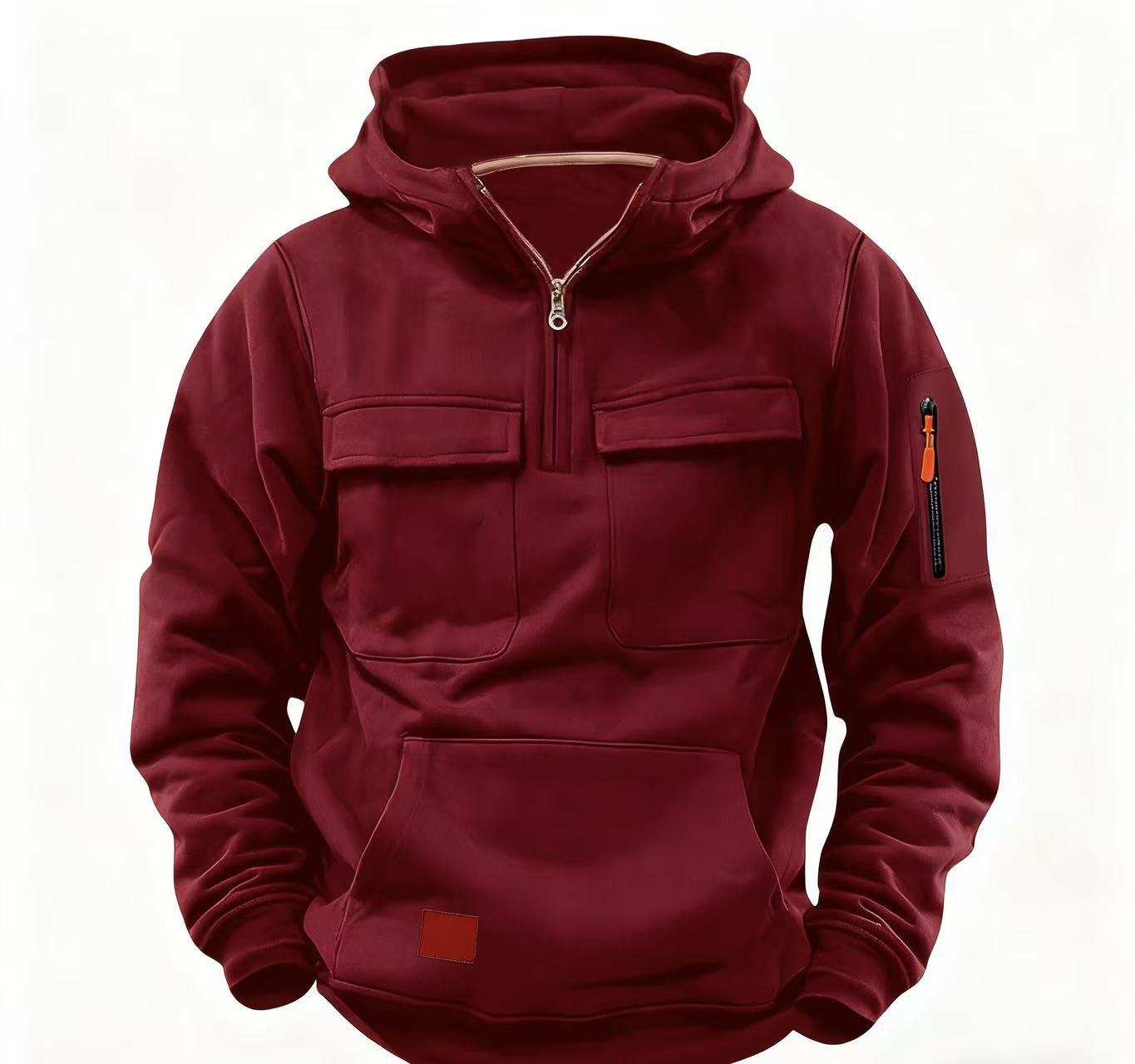 Street-Wave Men's Functional Hooded Zip Jacket With Practical Pockets For Active Men