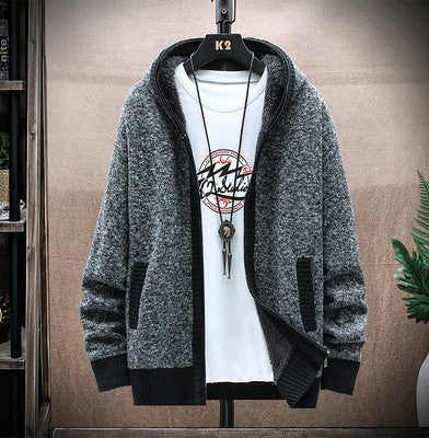 Street Wave Knit Cardigan For Men With Asymmetric Zipper And Practical Pockets Modern Comfort