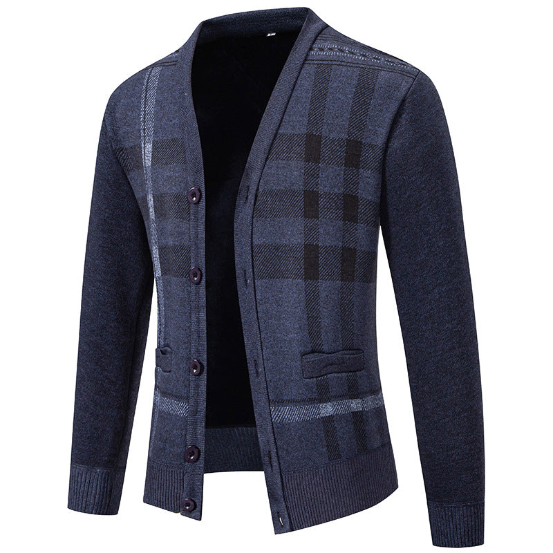 Men's Plaid Cardigan Street Wave Soft Knit With Button Closure For Comfortable Everyday Wear