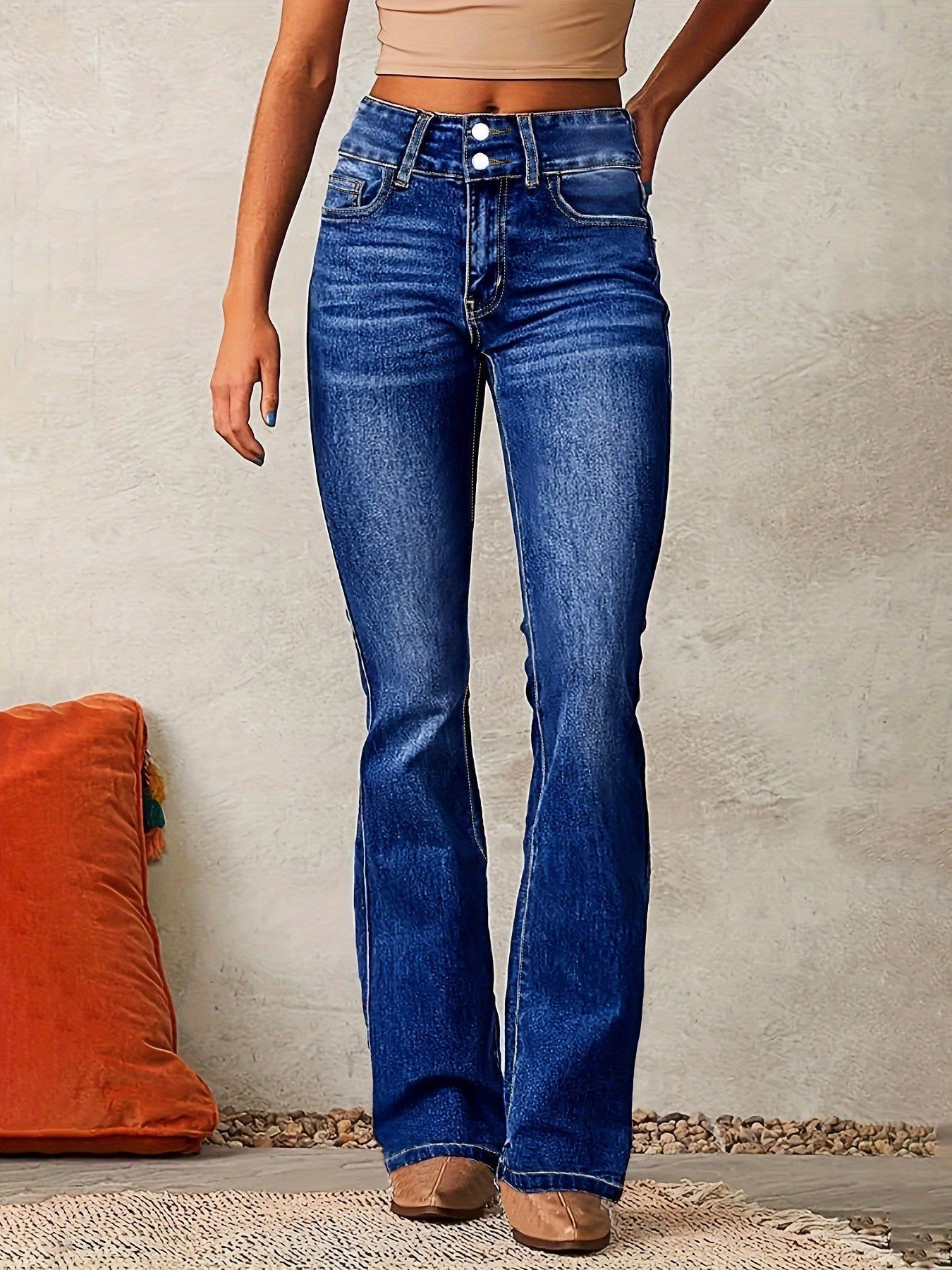 Street-Wave Women Flared Jeans High Waist for a Flattering Silhouette and Comfort