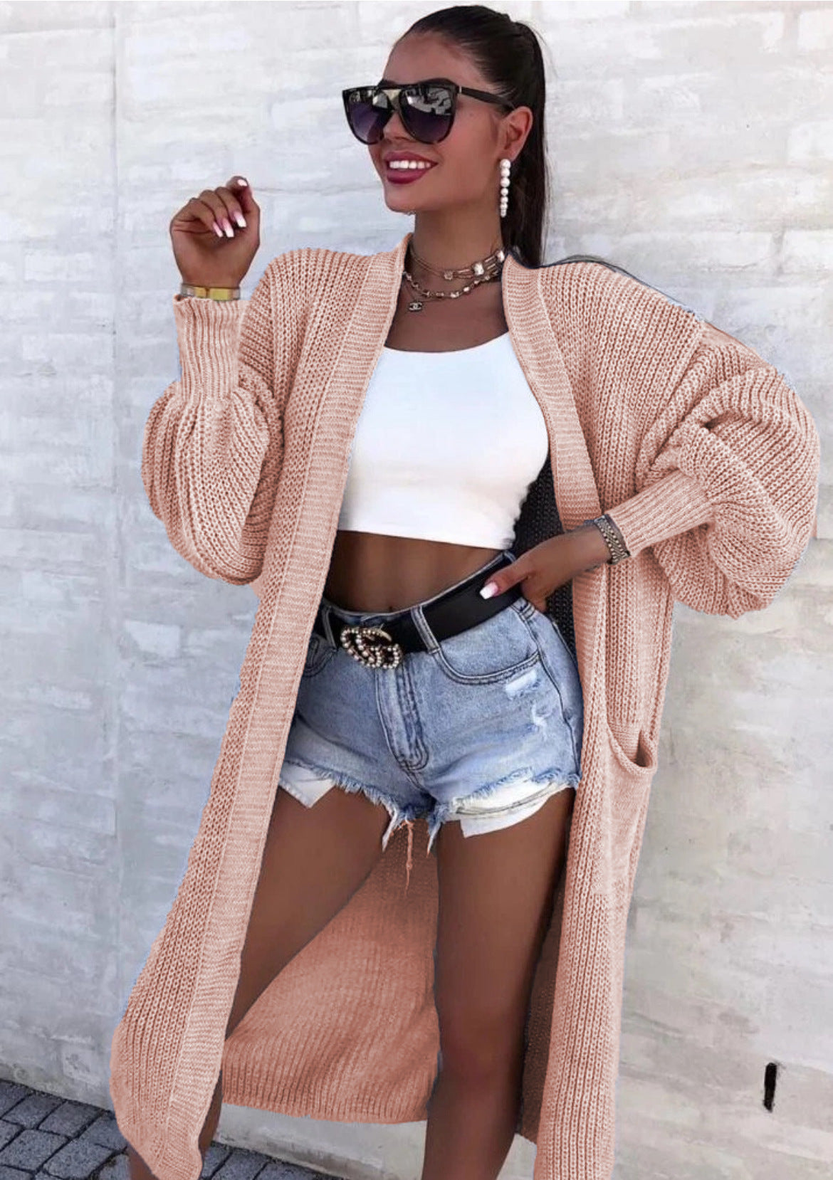 Street-wave Women's Knit Cardigan With Wide Fit And Deep Pockets For Women Everyday Chic