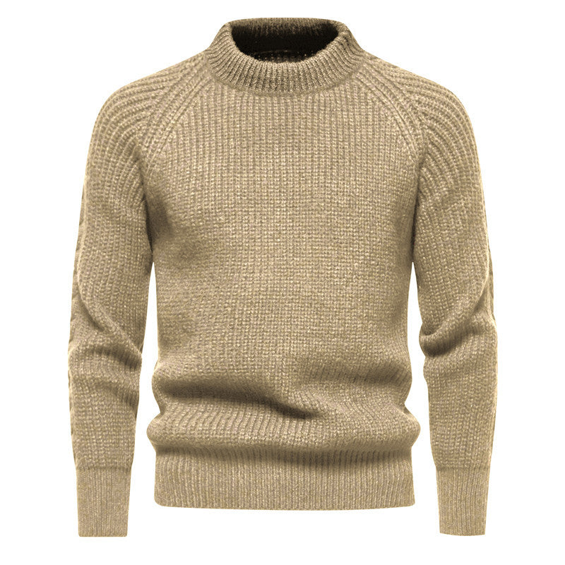 Mens Chunky Knit Pullover With High Collar Street-wave Timeless Design And Warmth For Him