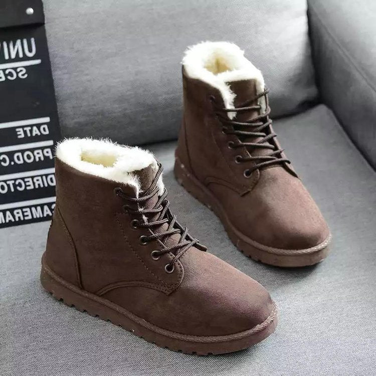 Street-Wave High-Top Suede Boots With Faux Fur Lining For Women Winter Comfort Everyday Durability