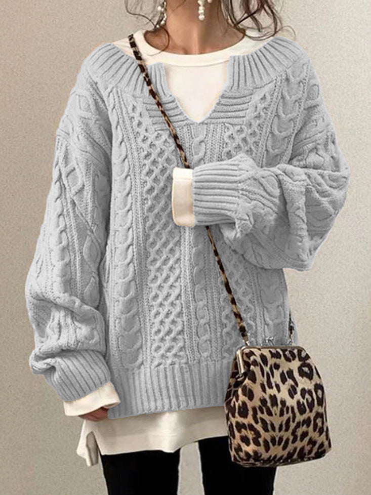 Cable Knit Sweater Street-Wave Cozy Structured Pattern For Women Warmth And Comfort