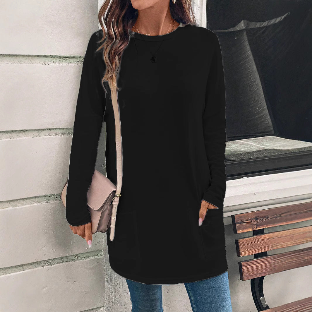 Street Wave Women's Sweatshirt Tunic Length Cotton Blend Relaxed Fit Pockets