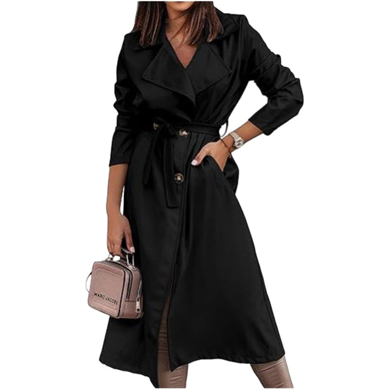 Streetwave Women's Elegant Trench Coat With Belt For Flattering Silhouette Lightweight Breathable Coat