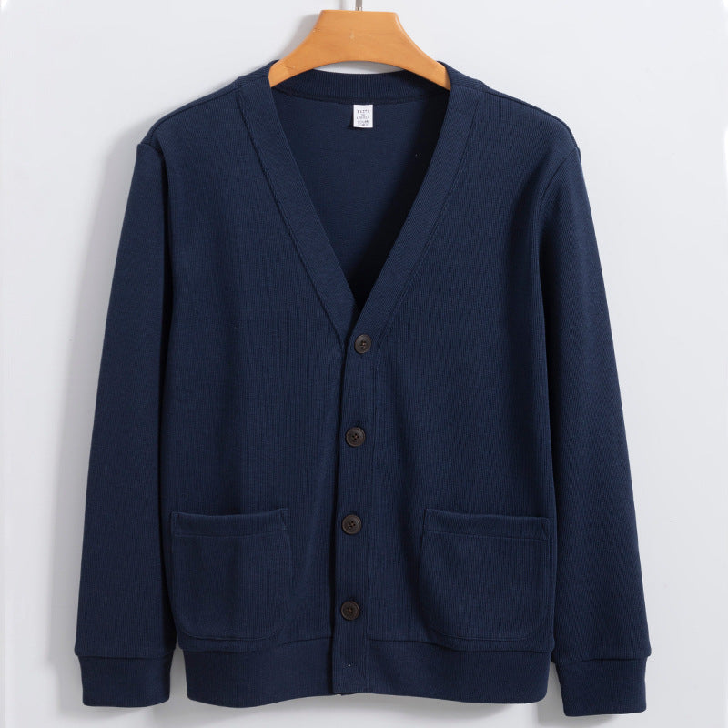 Street-Wave Mens Cardigan Cotton Knit Relaxed Fit With Pockets