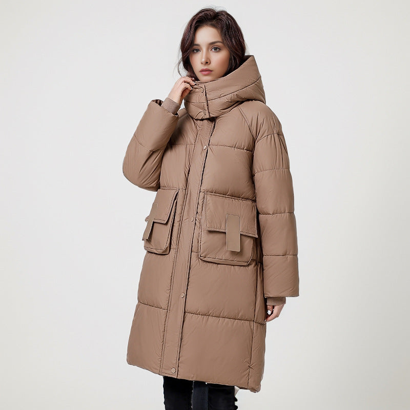 Street-wave Womens Long Puffer Coat With Warm Hood And Practical Pockets Insulated Quilted Parka