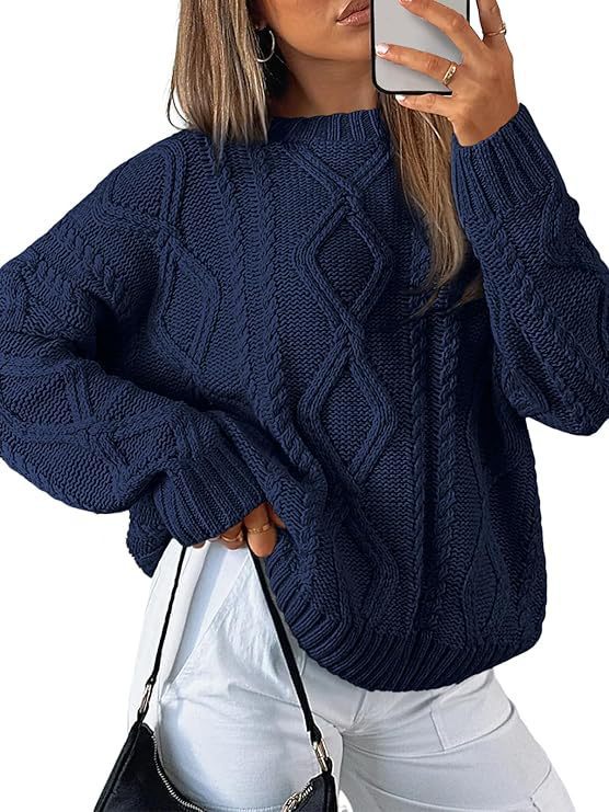 Streetwave Womens Relaxed Cable Knit Sweater Soft Cotton Blend Cozy Warmth For Cold Weather