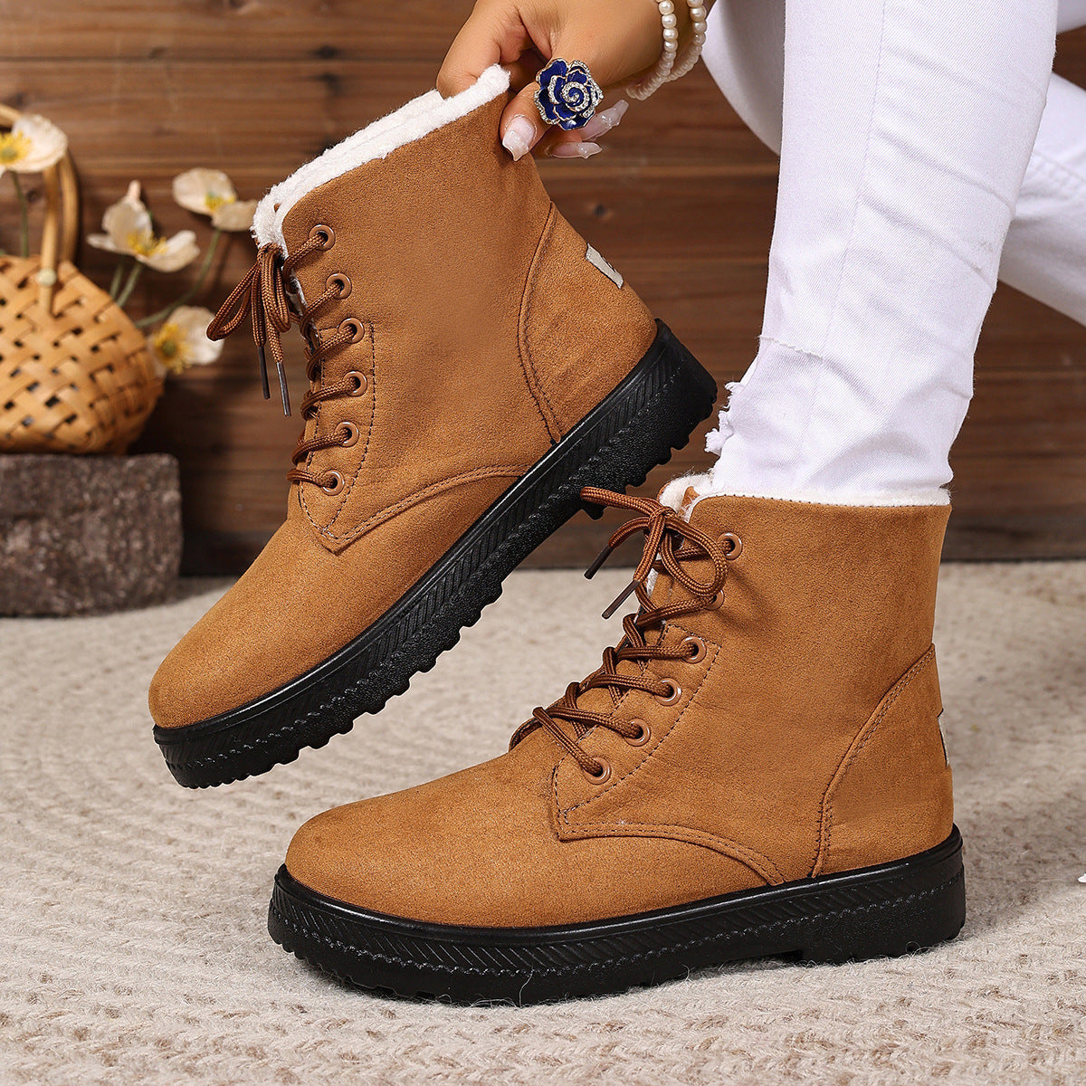 Street Wave Women Warm Fleece Lined Winter Boots Insulated Comfort For Cold Weather Outdoors