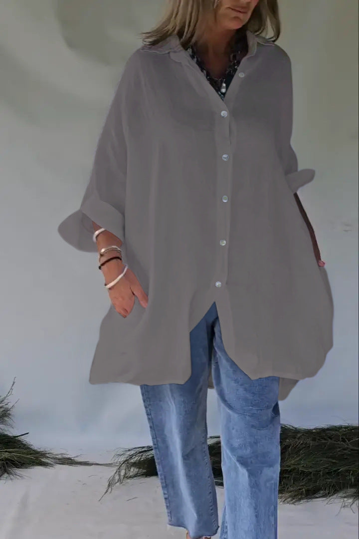 Plus Size Loose Fit Blouse Streetwave With Button Front For Curvy Women Comfort Everyday Wear