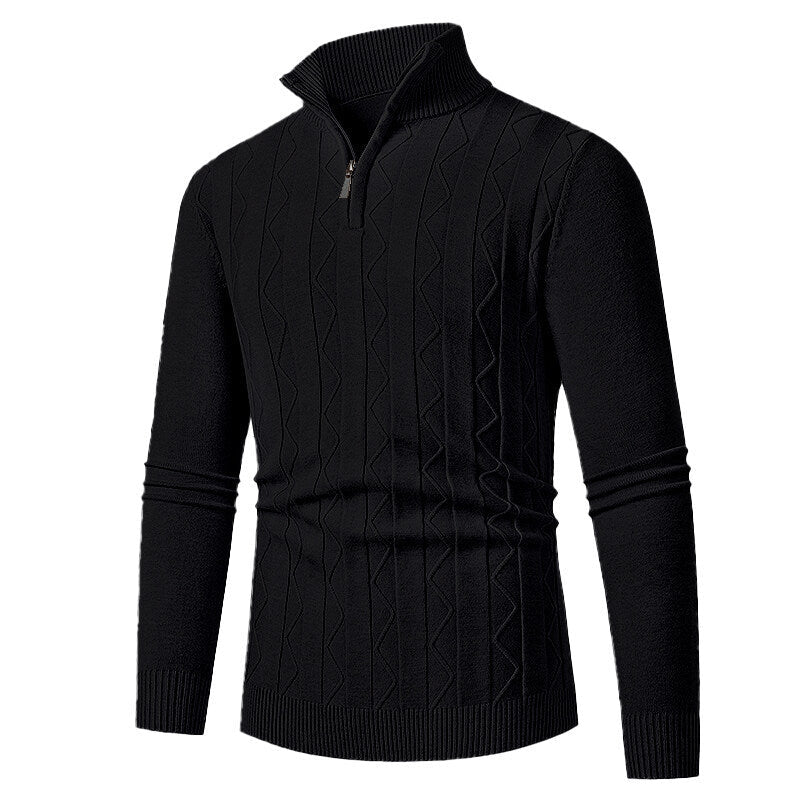 Men's Cable Knit Sweater With Zipper By Street Wave For Modern Casual Wear And Cold Days