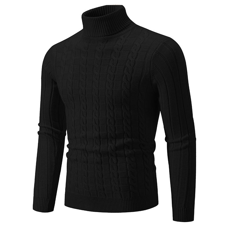 Street Wave Men's Cable Knit Turtleneck Sweater Warm Classic Cable Pattern For Office And Casual