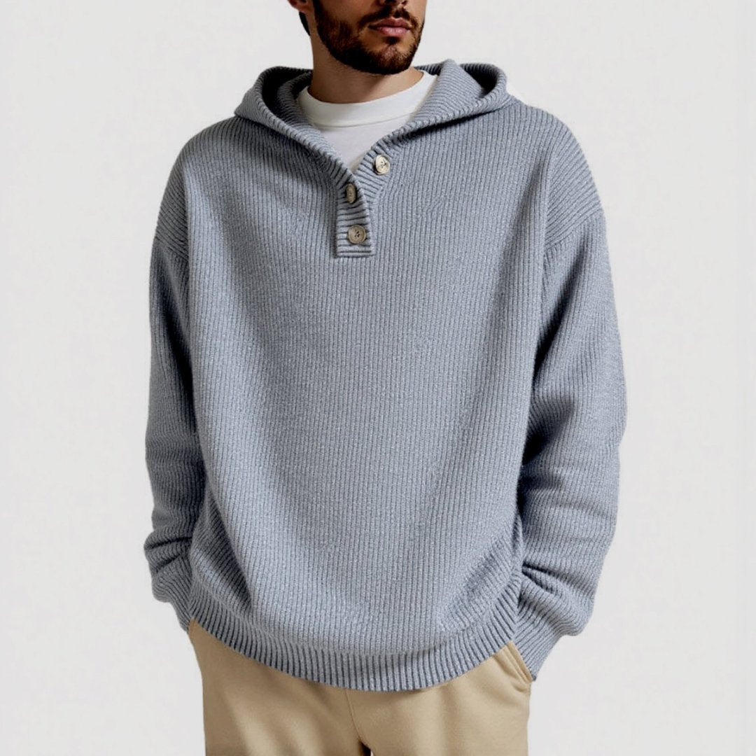 Mens Cable Knit Hoodie By Street-Wave Premium Cozy Structured Knit Pullover For Style-Conscious Men