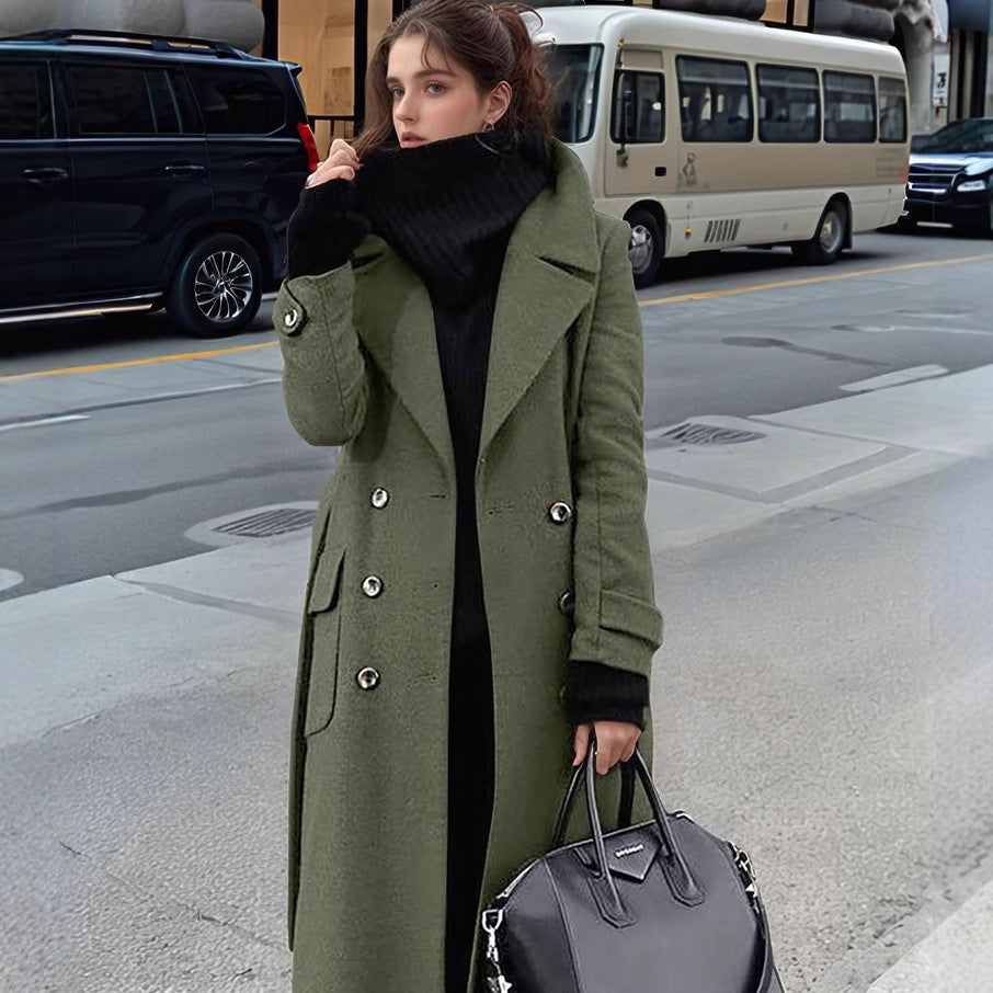 Streetwave Womens Trendy Long Coat With Fashionable Lapel For Everyday Chic And Comfort