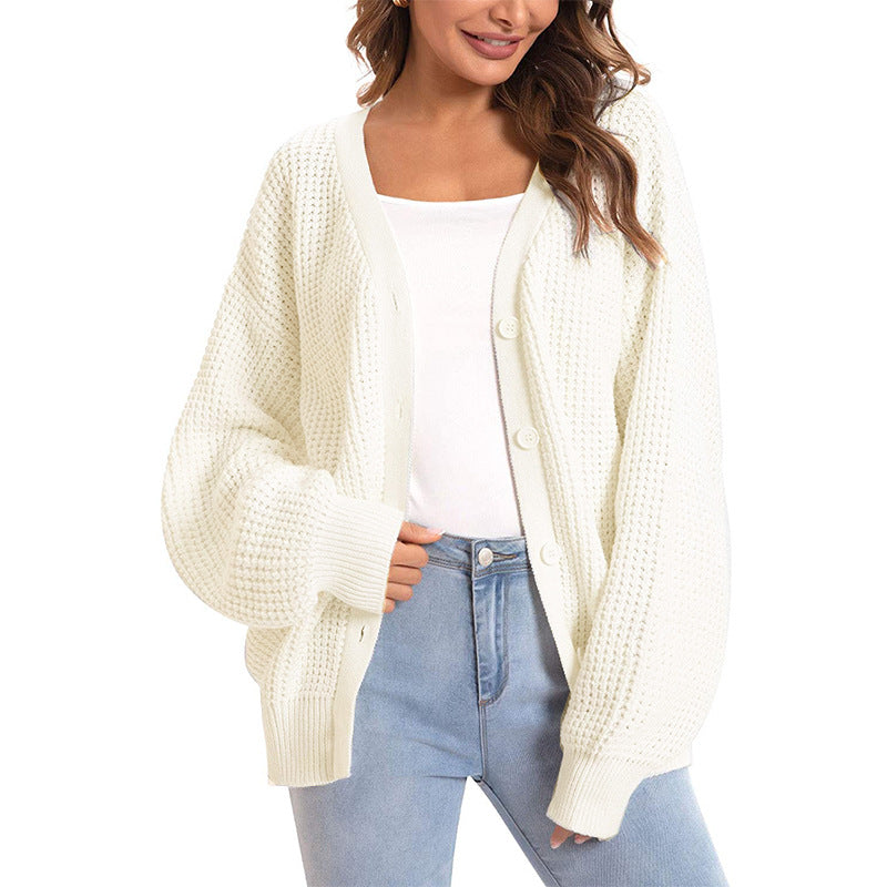 Street-Wave Women's Chunky Knit Cardigan Open Front With Relaxed Fit Cozy Everyday Essential