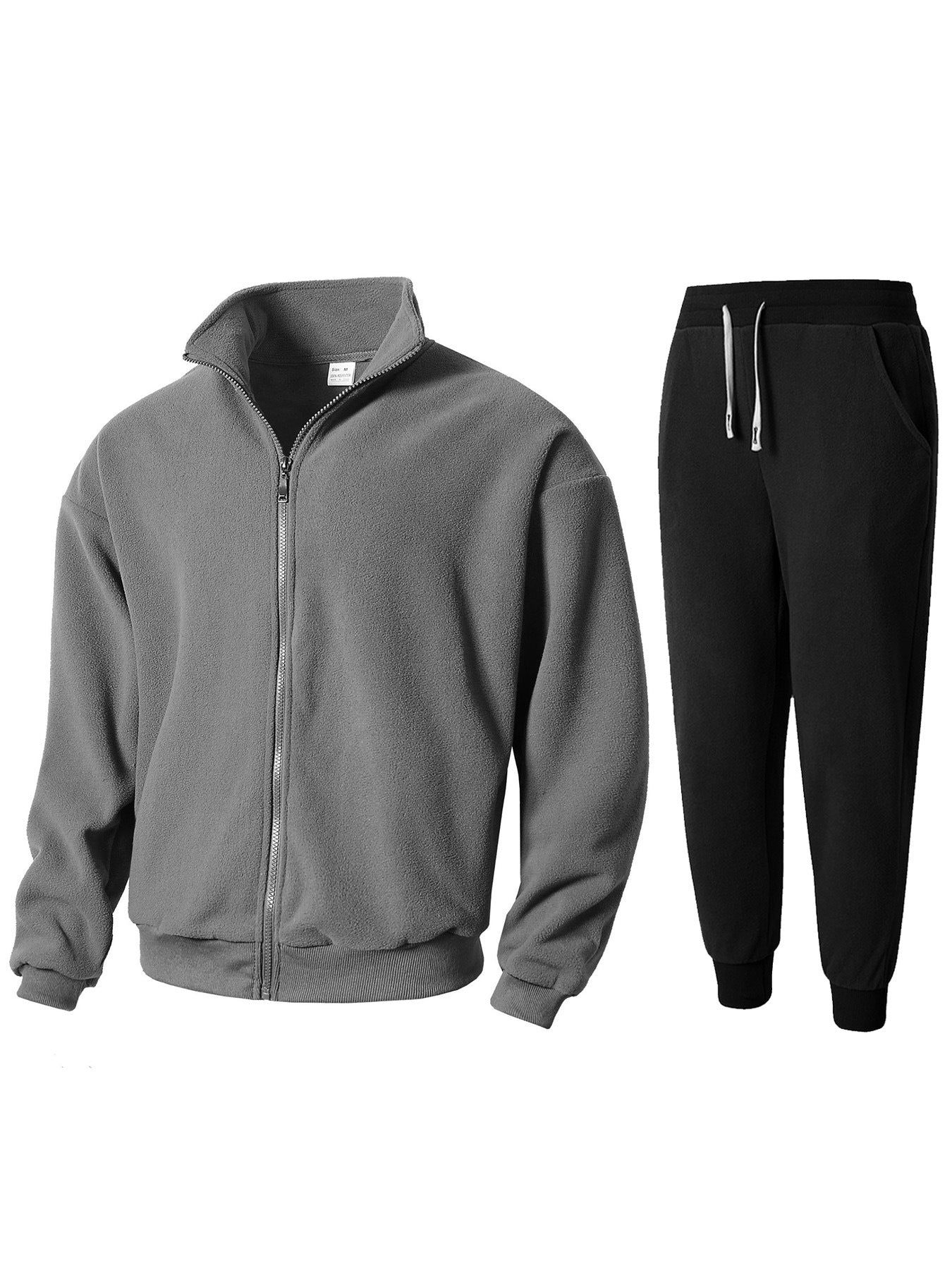 Street-wave Men's Fleece Tracksuit Set With High Collar For Cozy Home Comfort All Day Everyday Comfort