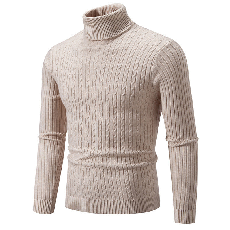 Street-Wave Mens Cable Knit Turtleneck Sweater With Premium Structured Cable Knit For Warm Winter Days