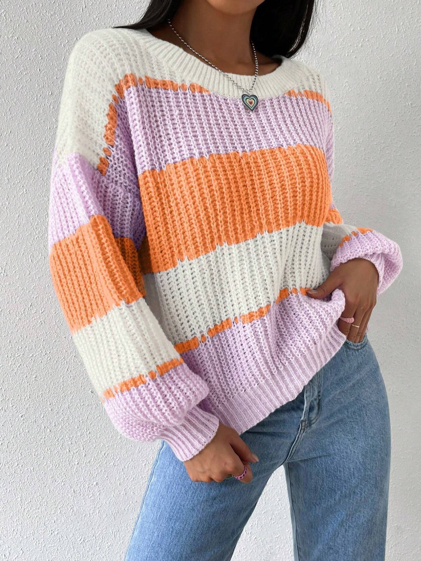 Street-Wave Oversized Knit Pullover For Women With Chunky Knit Texture Cozy Everyday Casual