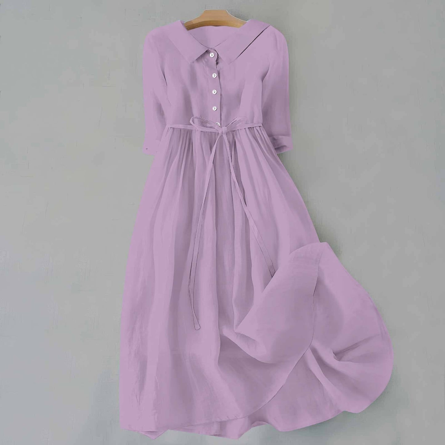 Women's Casual Dress with Short Sleeves and A-Line Cut