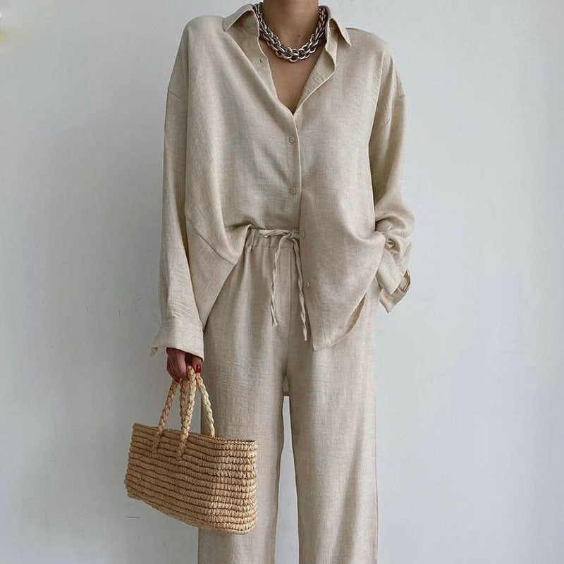 Linen Women's Ensemble Streetwave Breathable Comfort Wide Leg Pants For Women