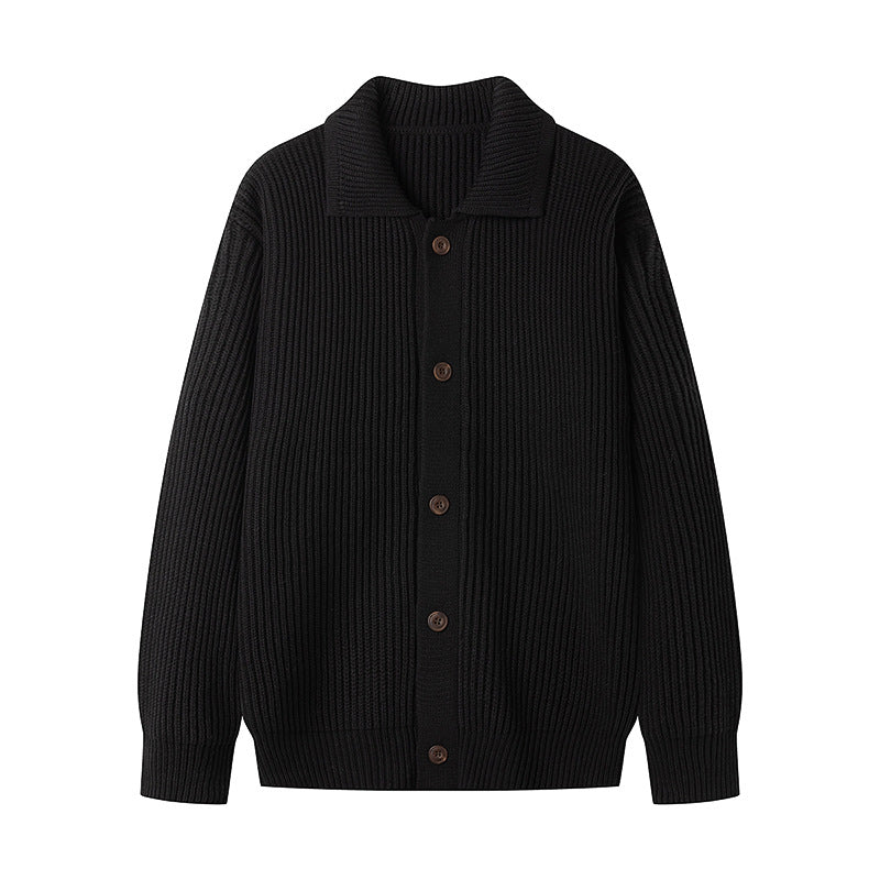 Street-wave Men's Knit Cardigan With Soft Cotton Blend And Sporty Shawl Collar For Everyday Casual Wear