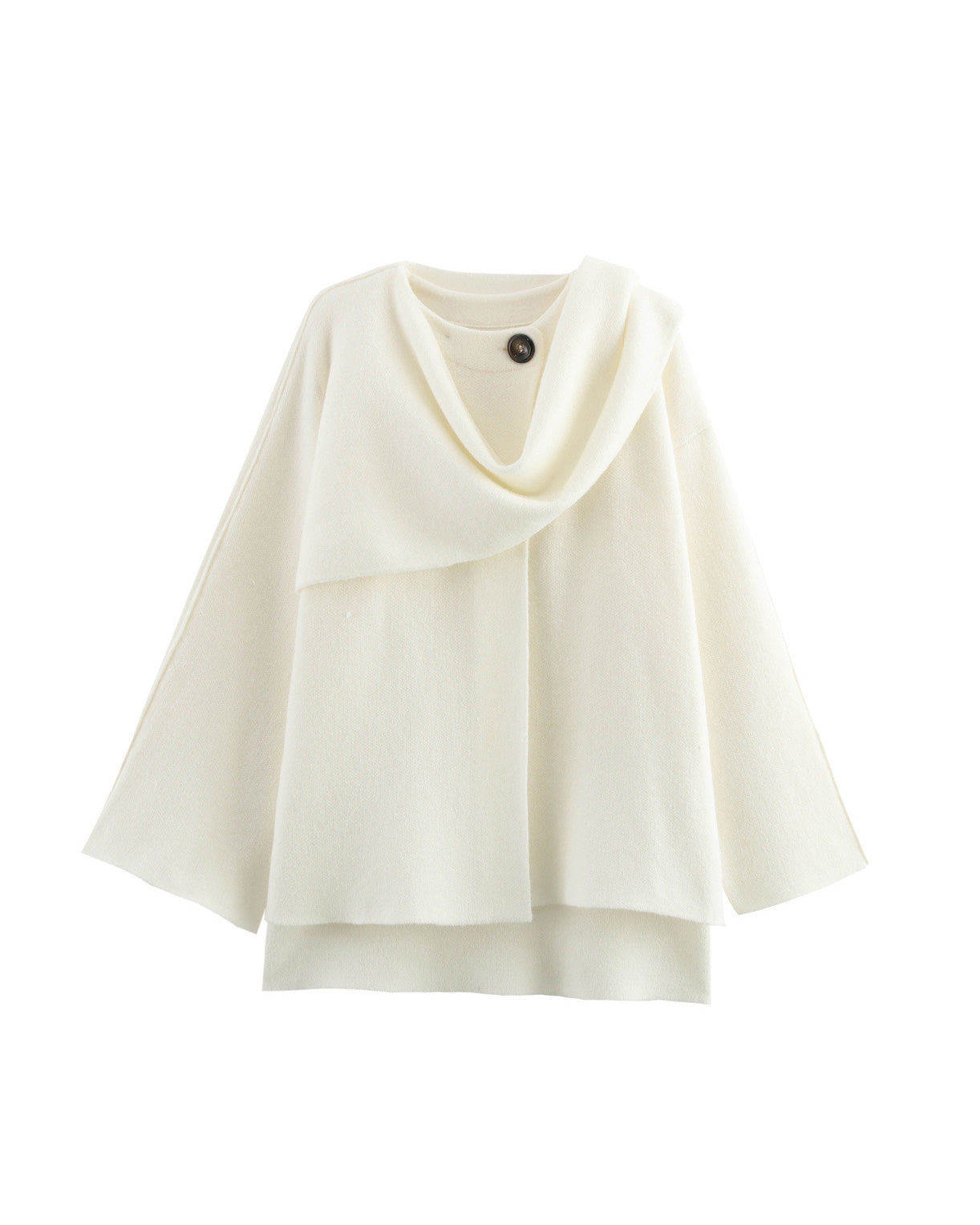 Street Wave Knit Shawl Coat With Draped Scarf Detail For Women Elegant Cozy Warmth