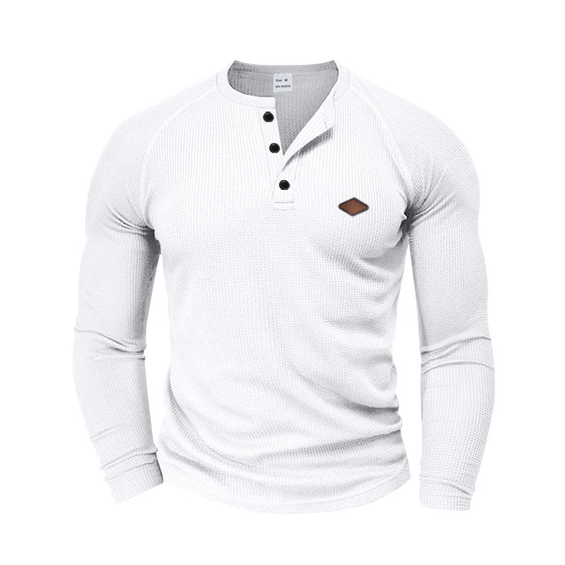 Street-wave Men's Henley Long Sleeve Shirt Textured Knit