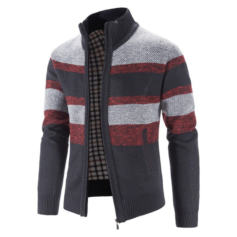 Mens Zip Up Striped Knit Pullover Streetwave For Modern Style And All Season Comfort