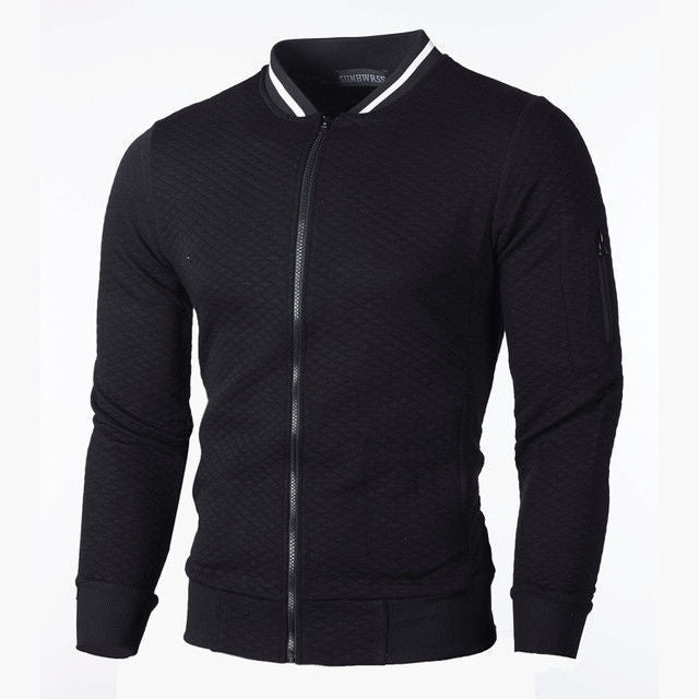 Street-Wave Men's Textured Sweat Jacket With Secure Zip Pocket Premium Fit Modern Style