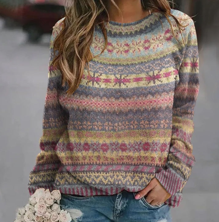 Street-Wave Womens Knit Sweater With Creative Pattern Cozy Comfort Casual Fit For Women