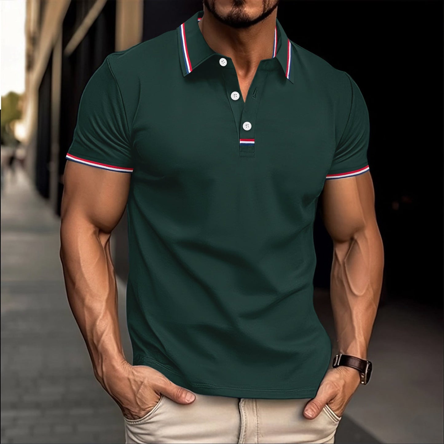 Street-Wave Men Slim Fit Polo Shirt Cotton Blend Comfort
