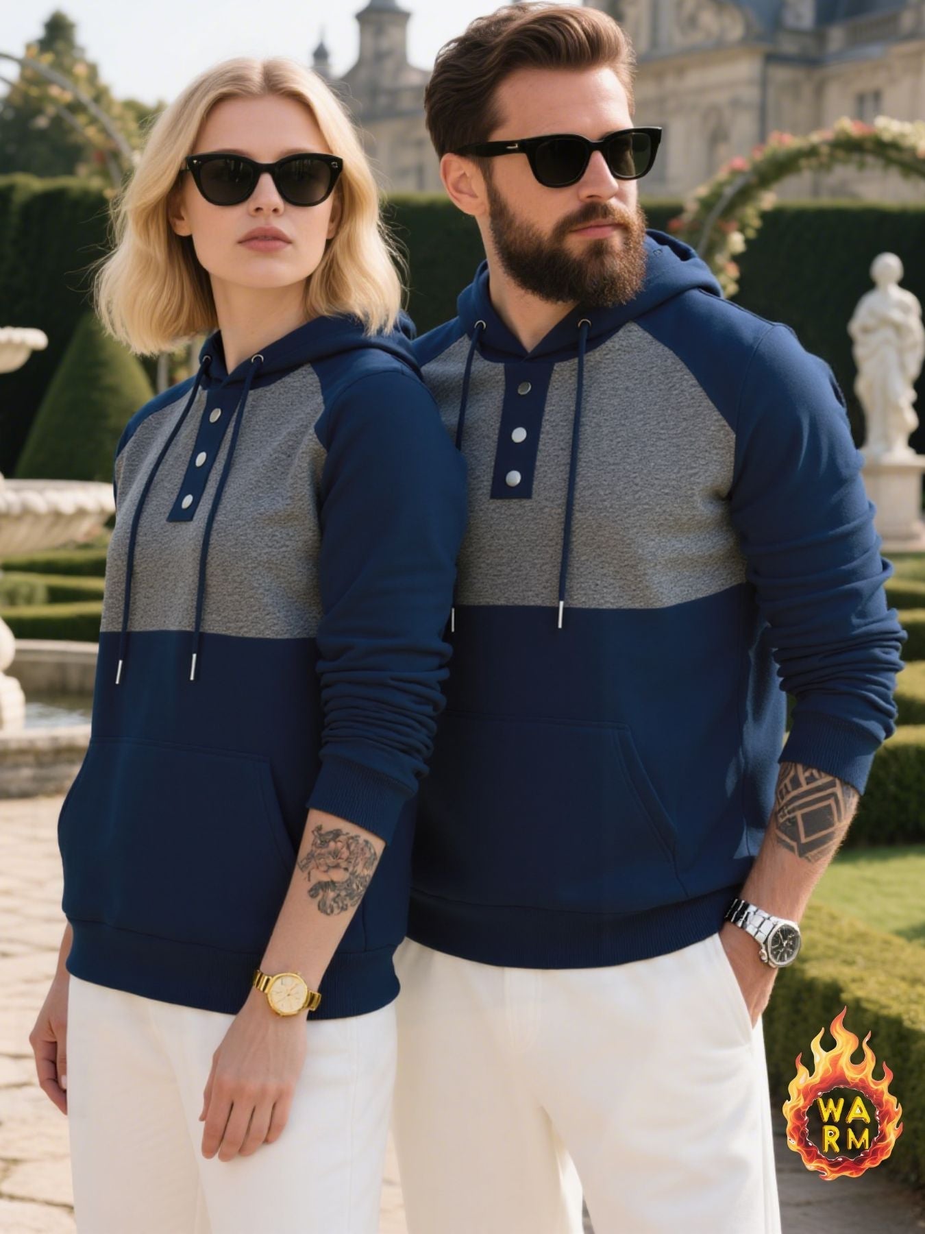 Mens Hoodie With Button Placket Street-wave Breathable Warm Comfort For Men Sporty Casual
