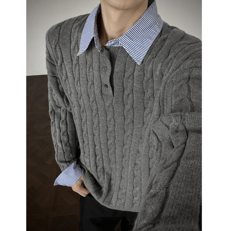 Street-wave Cable Knit Sweater for Women With Collar Premium Cozy Comfort for Cold Weather